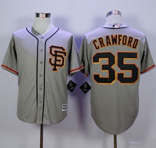 Giants #35 Brandon Crawford Grey Road 2 New Cool Base Stitched MLB Jersey
